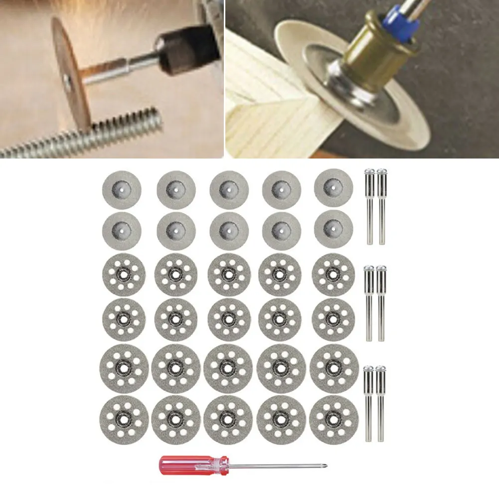 

37pcs Diamond Cutting Disc Circular Saw Blade Mandrel Cutting Tool Engraver For Mini Grinders Ceramic Tile Jade Crystal Sharp