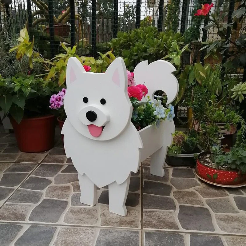 New Garden Flower Pot Dog Planter Schnauzer Bulldog Poodle Corgi Yorkshire Garden Pots DIY PVC Flower Planter Garden Home Decor