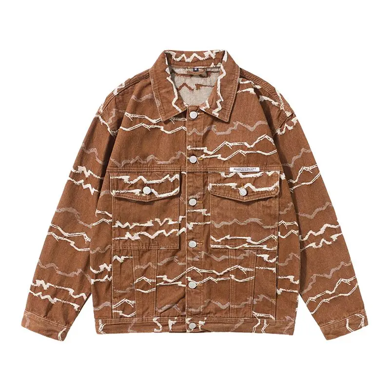 Винтажная джинсовая куртка свободного кроя для мужчин уличная мода американский