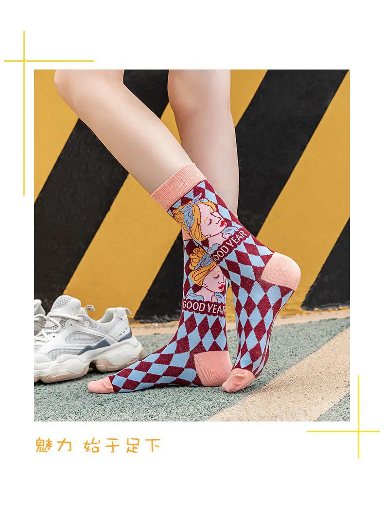 3 шт./компл. носки Kawaii для мужчин и женщин хлопковые Ретро стиль длинные с героями