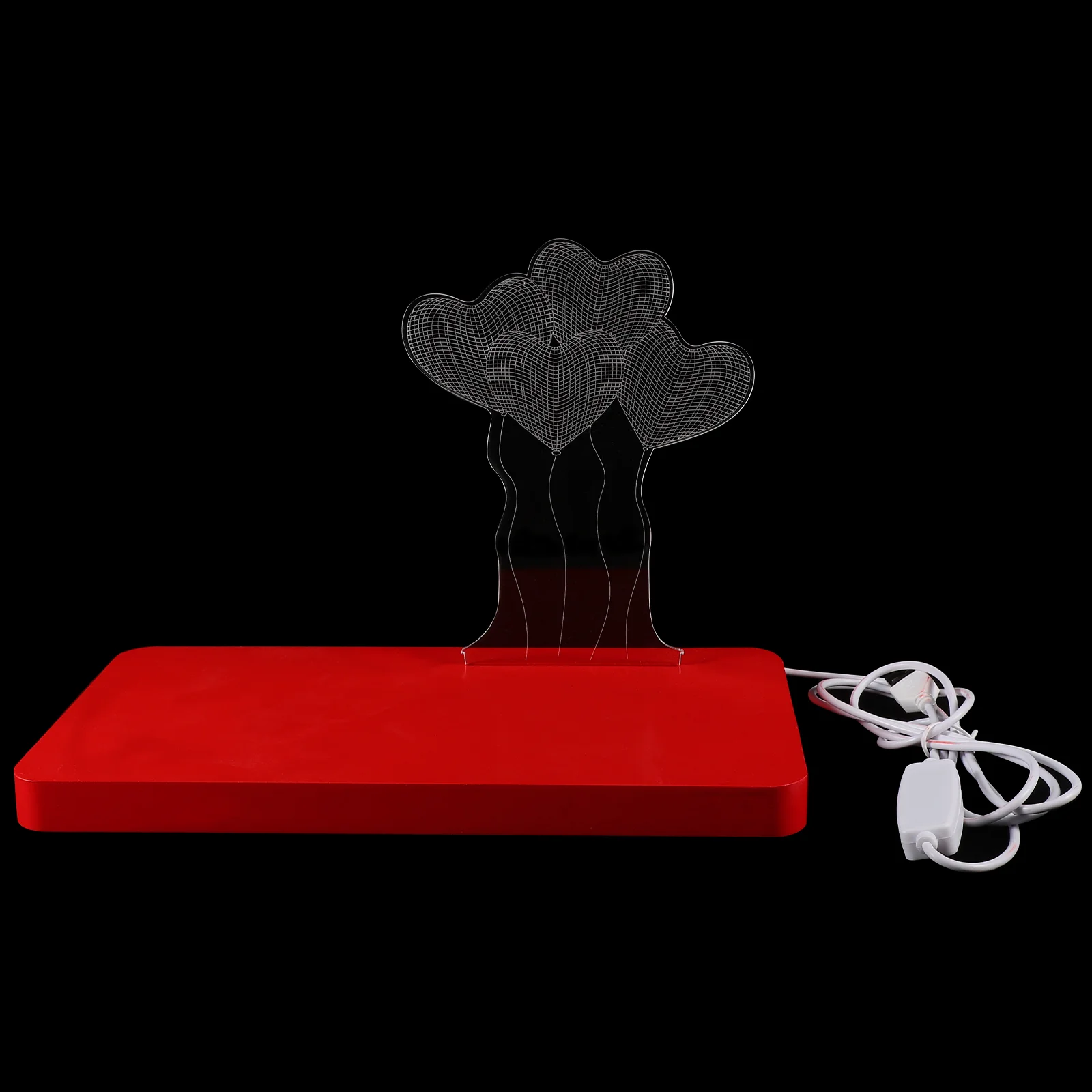 

Love Night Light Table Heart Balloon Lamp Base Gift Colors Desktop Creative Wood Illusion Optical