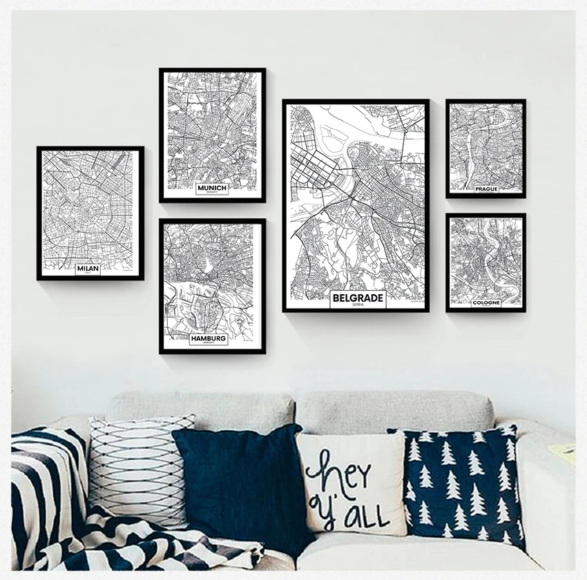 

York Nordic Print Canvas Painting Wall Picture for Living Home Decor Black White Word Poster City Map Paris London New