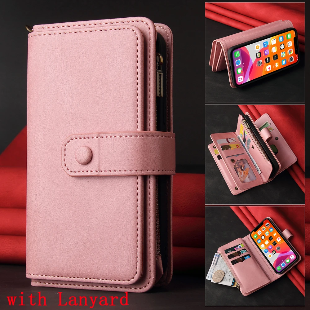 Чехол Sunjolly 15 Card Case для Samsung Galaxy Note S10 Lite A81 M60S A71 A51 A70 A40 A50 Ремешок с откидной крышкой