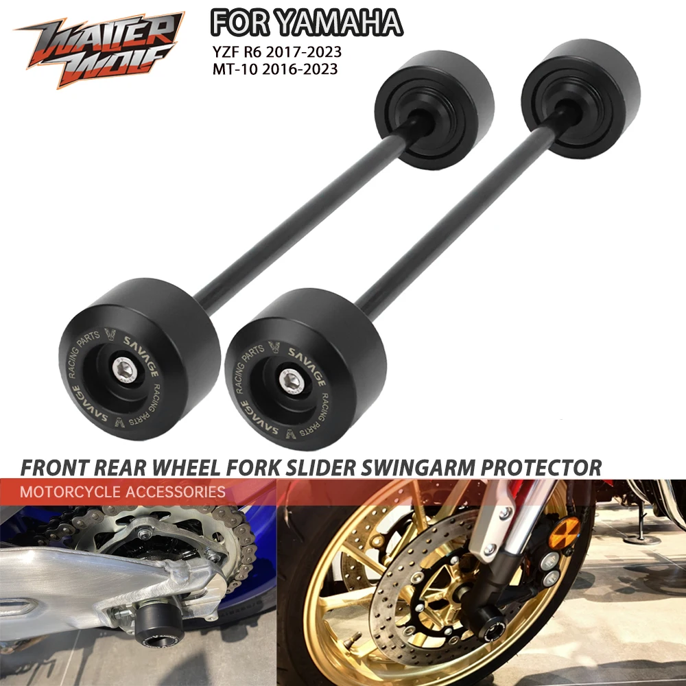 

Front Rear Axle Fork Wheel Slider Falling Protector For YAMAHA YZFR6 YZFR1 M S FZ10 MT10 Motorcycle Sliders Swingarm Protection