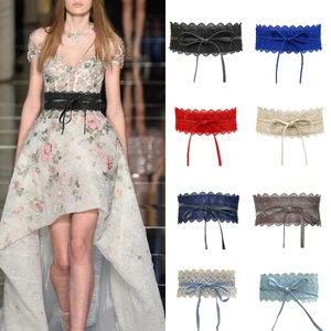 Fashion Prom Floral Lace Belts Party Dress Self Wide Tie Bridal Waist Band Women Trendy Elegant in USA (United States)