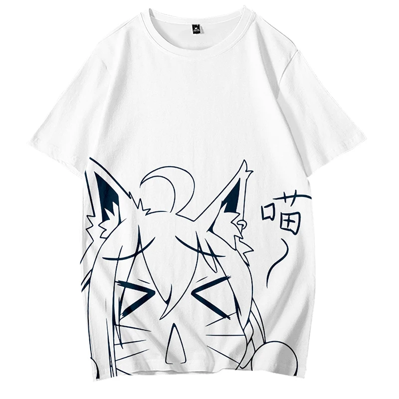 Футболка VTuber Shirakami Fubuki из аниме с коротким рукавом Повседневная Толстовка для