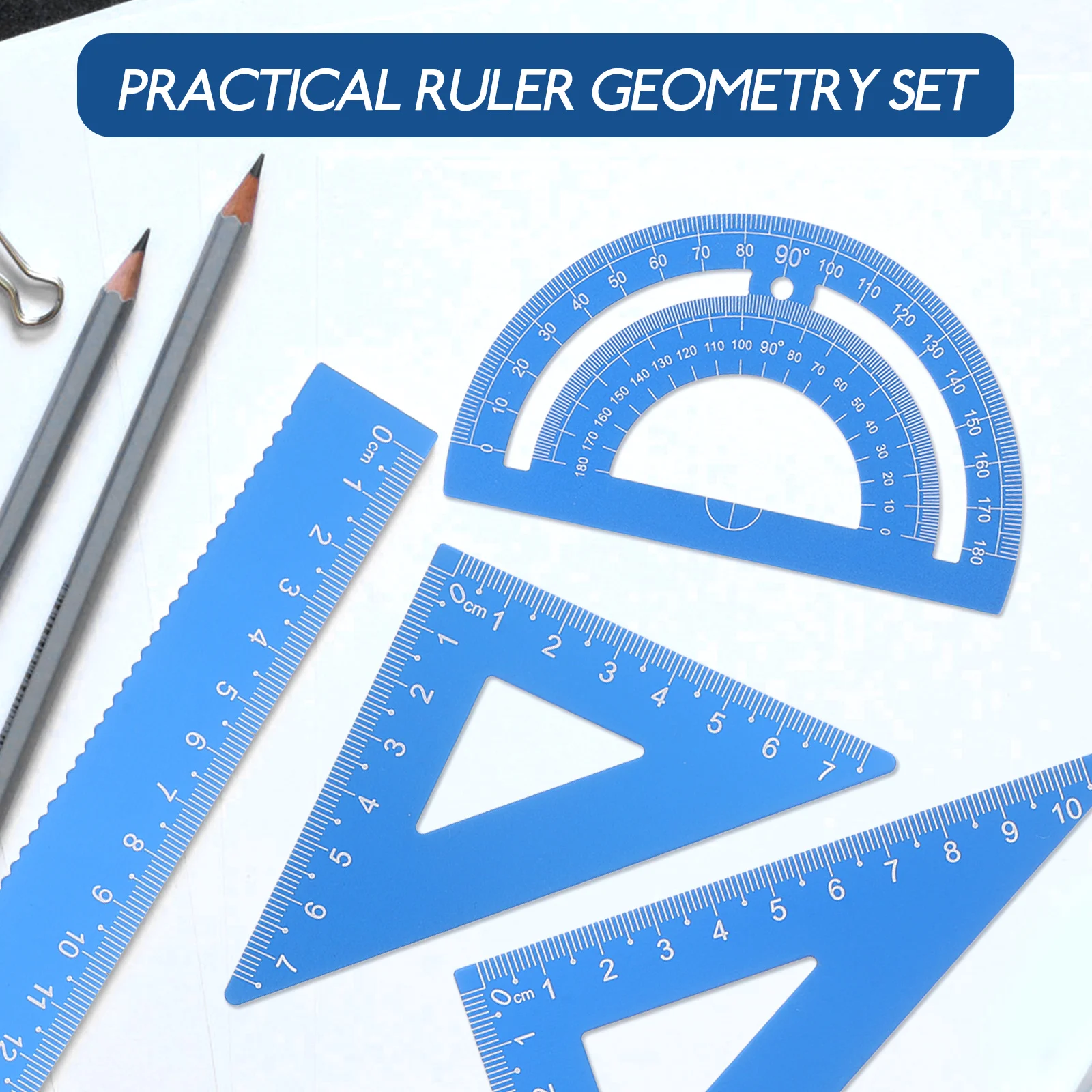 

Ruler Set Square Office Accessories Aluminum Alloy School Geometry Protractor Pupils Supply