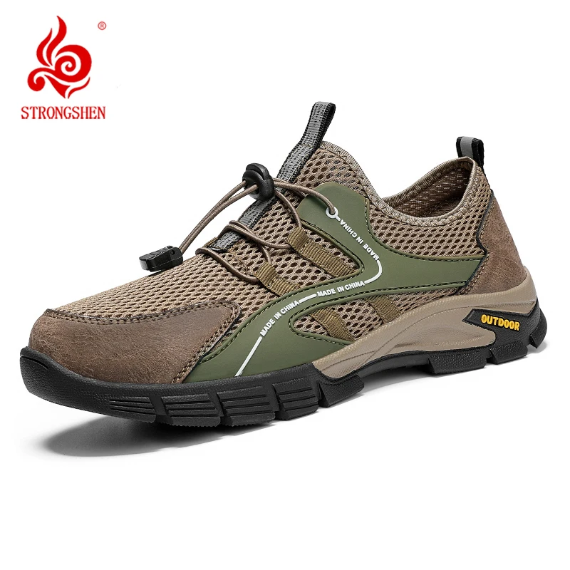 

STRONGSHEN Handmade Shoes Summer Men Casual Sneakers Breathable Hiking Shoes Loafers Moccasins Tooling Shoes Footwear Zapatos