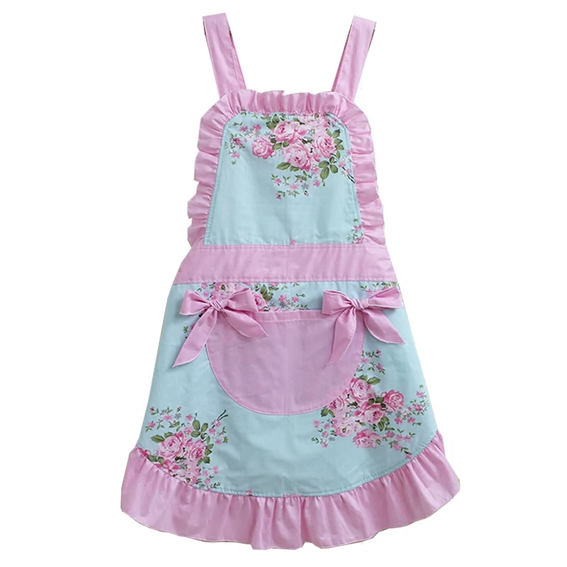 

Fashion apron 100% cotton cloth kitchen items all with free shipping aprons lovely printed ruffle design apron
