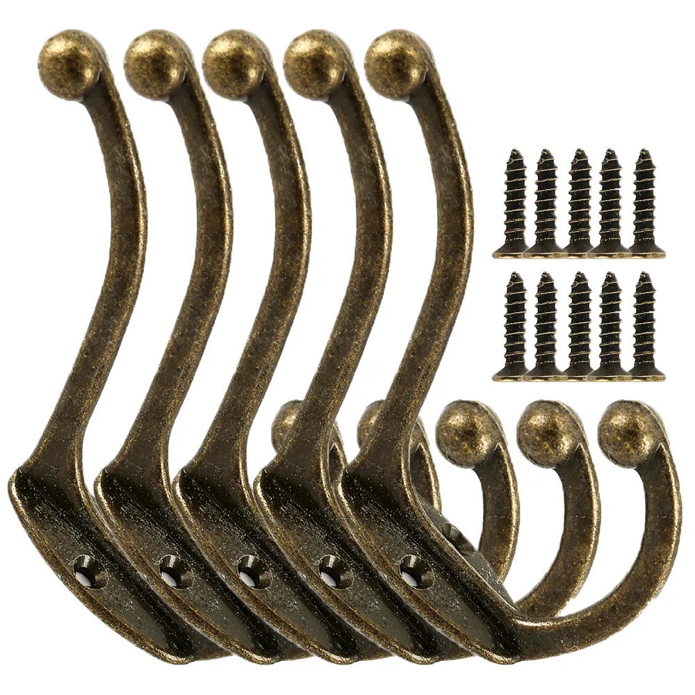 

5 шт., настенные крючки для одежды, бронзовые