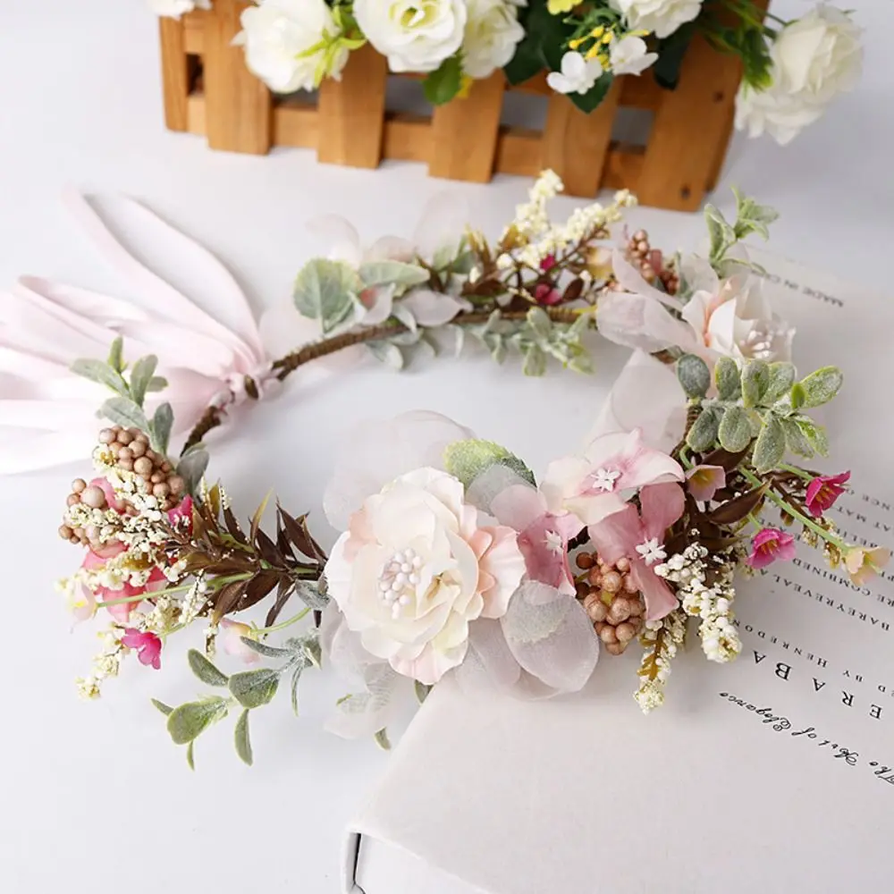 

Women Girls Flower Headband Bride Flower Crown Hairband Hair Accessories Wedding Party Spring bohemia Wreath Headpiece Headwear