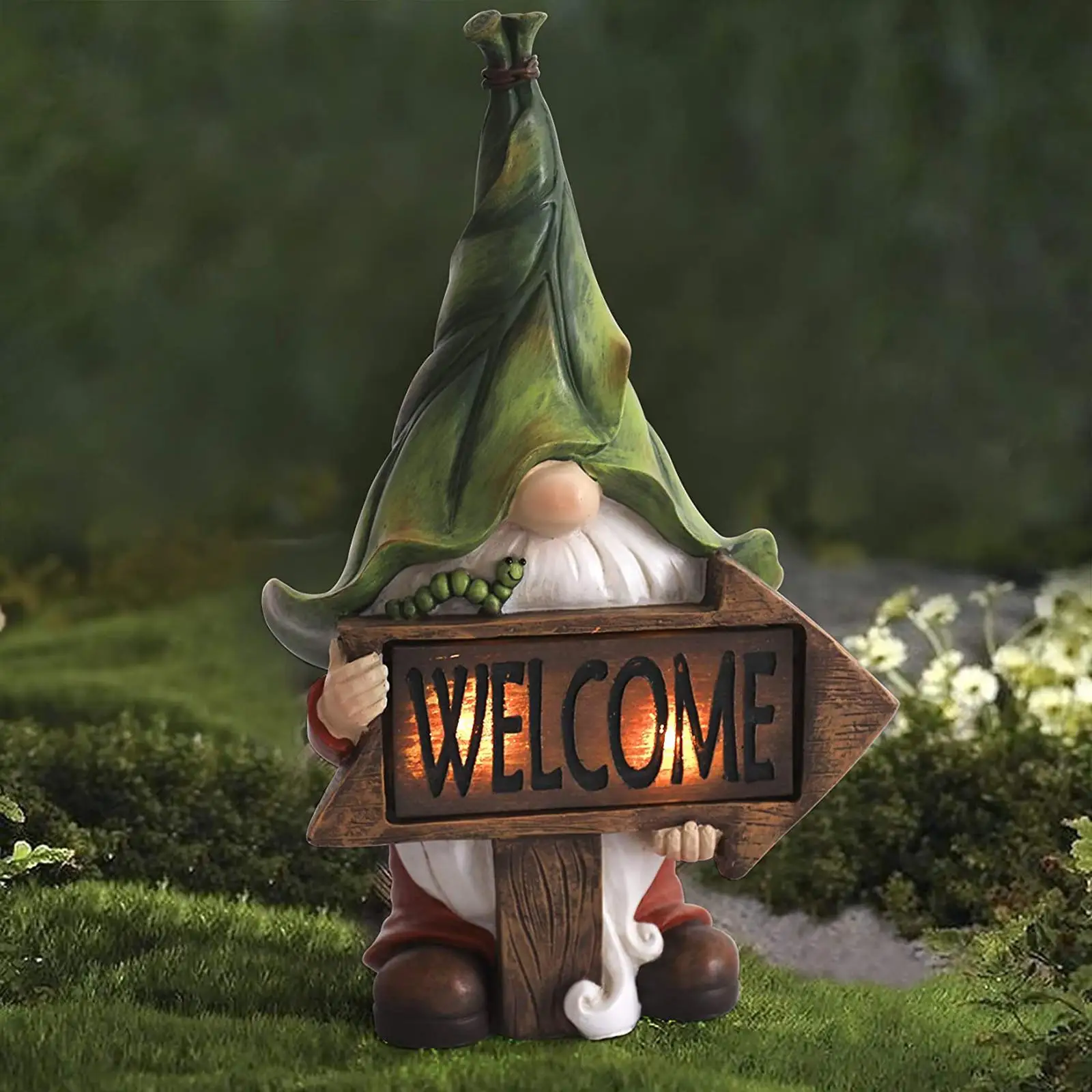 

Garden Dwarf Statue-Resin Dwarf Statue Carrying Magic Ball and Solar LED Light
