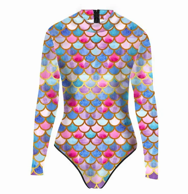 Женский цельный купальник-русалка с рыбьей чешуей и 3D принтом бикини для