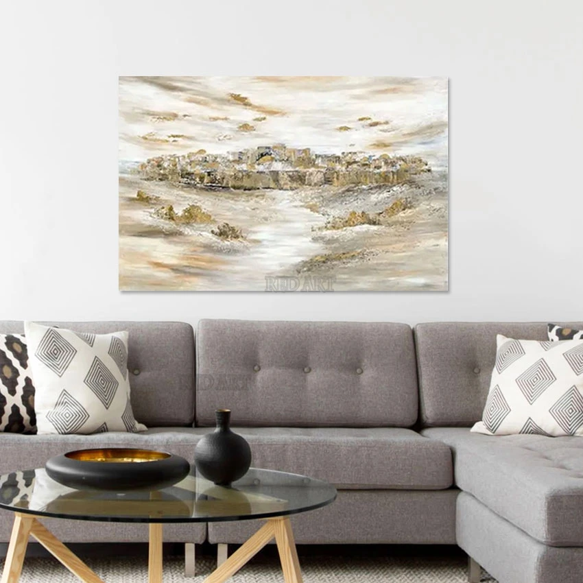 Роскошное искусство для декора стен текстура золотой фольги классический замок