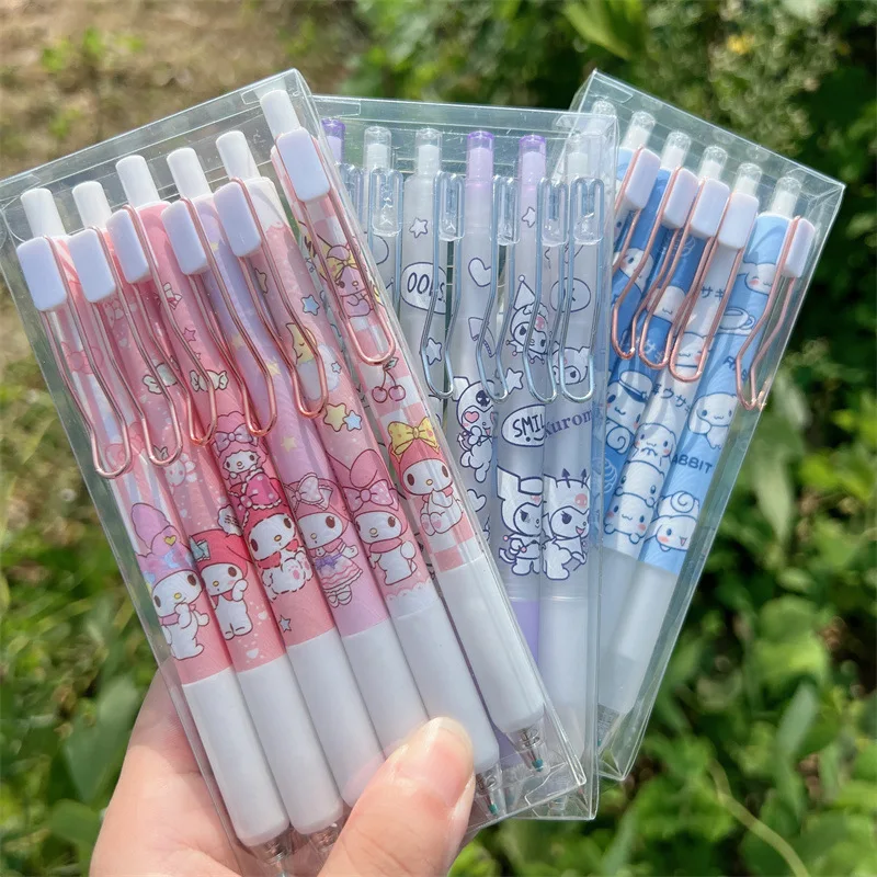 

Гелевая ручка Sanrio Kuromi Mymelody Cinnamoroll, 6 шт., милый медведь Диснея, дуффи, Винни-пух