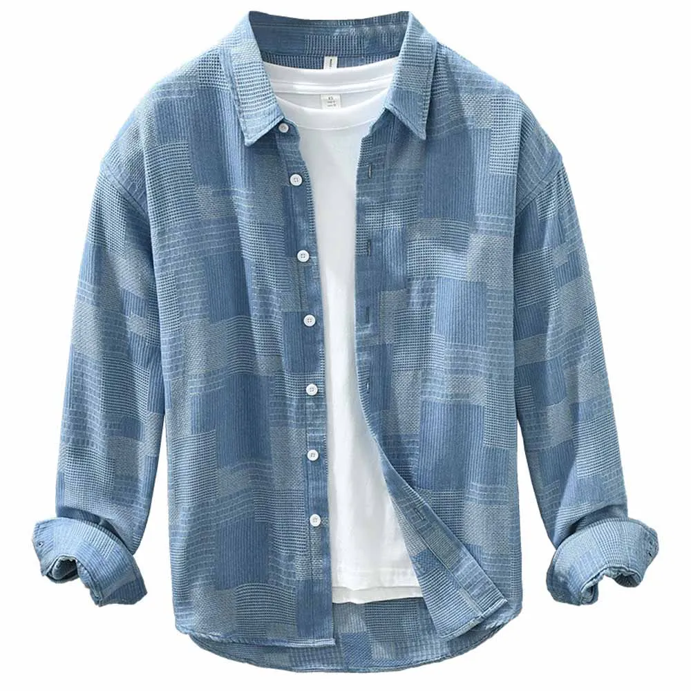 Quality Spring Autumn Men Denim Shirt Soft Cotton Slim Fit Jeans Cowboy Streetwear Mens Long Sleeve Shirts