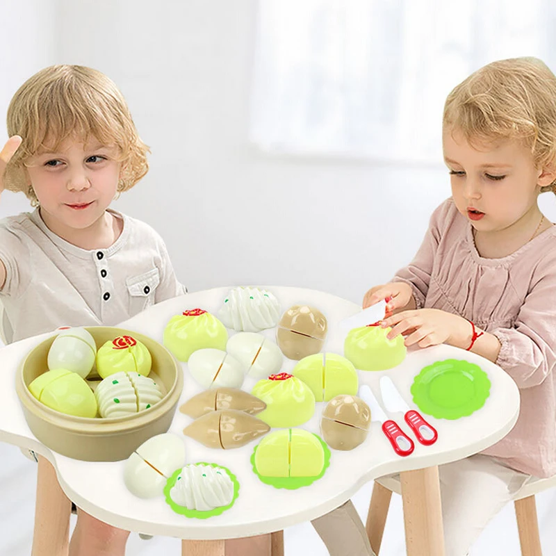 

Baby Play Kitchen Toys 2018 New Children Play House Cut Simulation Food Steamed Dumplings Steam Toys Educational Playset