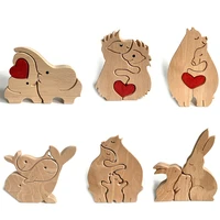nordic style wood elephant rabbit mini figurines decorative statues valentines day gift desk accessories home decor