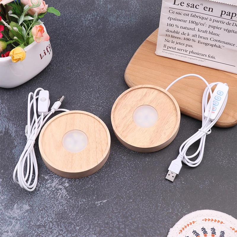 

Handmade Resin Art LED Light Base Crystal Glass Resin Decoration Night Illuminated Base Stand Crafts Round