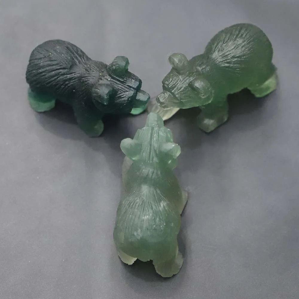 Natural Fluorite Carved Bear Ornaments Animals Stone Reiki Polished Craft Small Decoration Home Decor Exquisite Present Souvenir