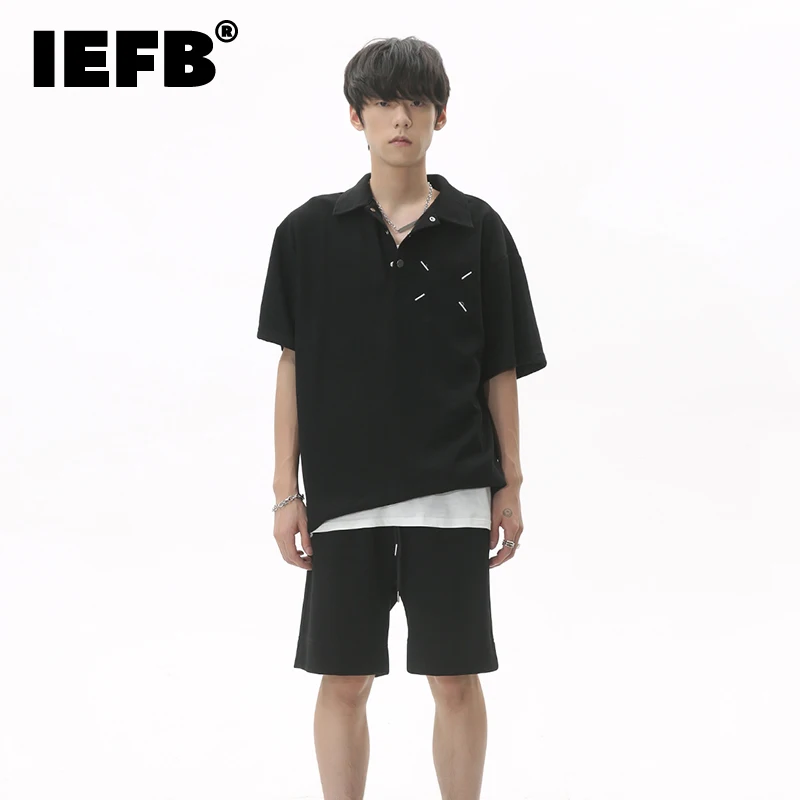 

IEFB Summer Two Piece Suit Korean Style Fashioon Short Sleeve T-shirts Sleeveless Vest Male Casual Shorts Solid Color Sets 9C261