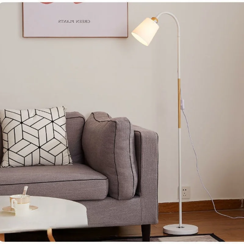 Nordic Led Floor Lamp Modern Bedroom Living Room Dining Kitchen Study Bedside E27 Light Holder White Black Lighting Fixture | Лампы и