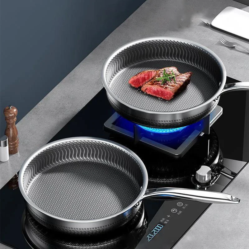 

Frying Pan 316 Stainless Steel Nonstick Frying Pan with Lid Steak Wok Fried General Purpose Induction Cooker Honeycomb Wok