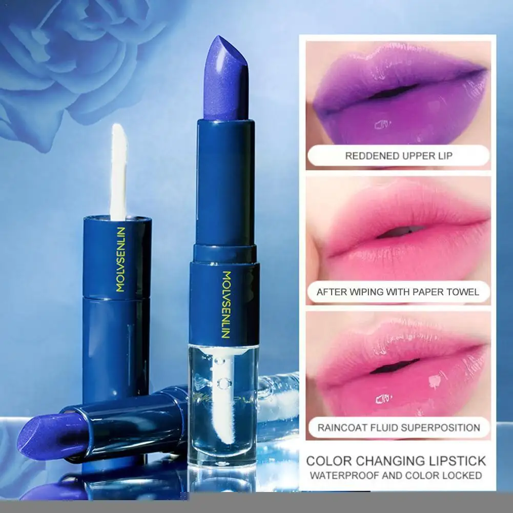 

Волшебная синяя, двойная чашка, меняющий температуру блеск, Увлажняющий блеск для губ, стойкая губная помада Nutri R9P9