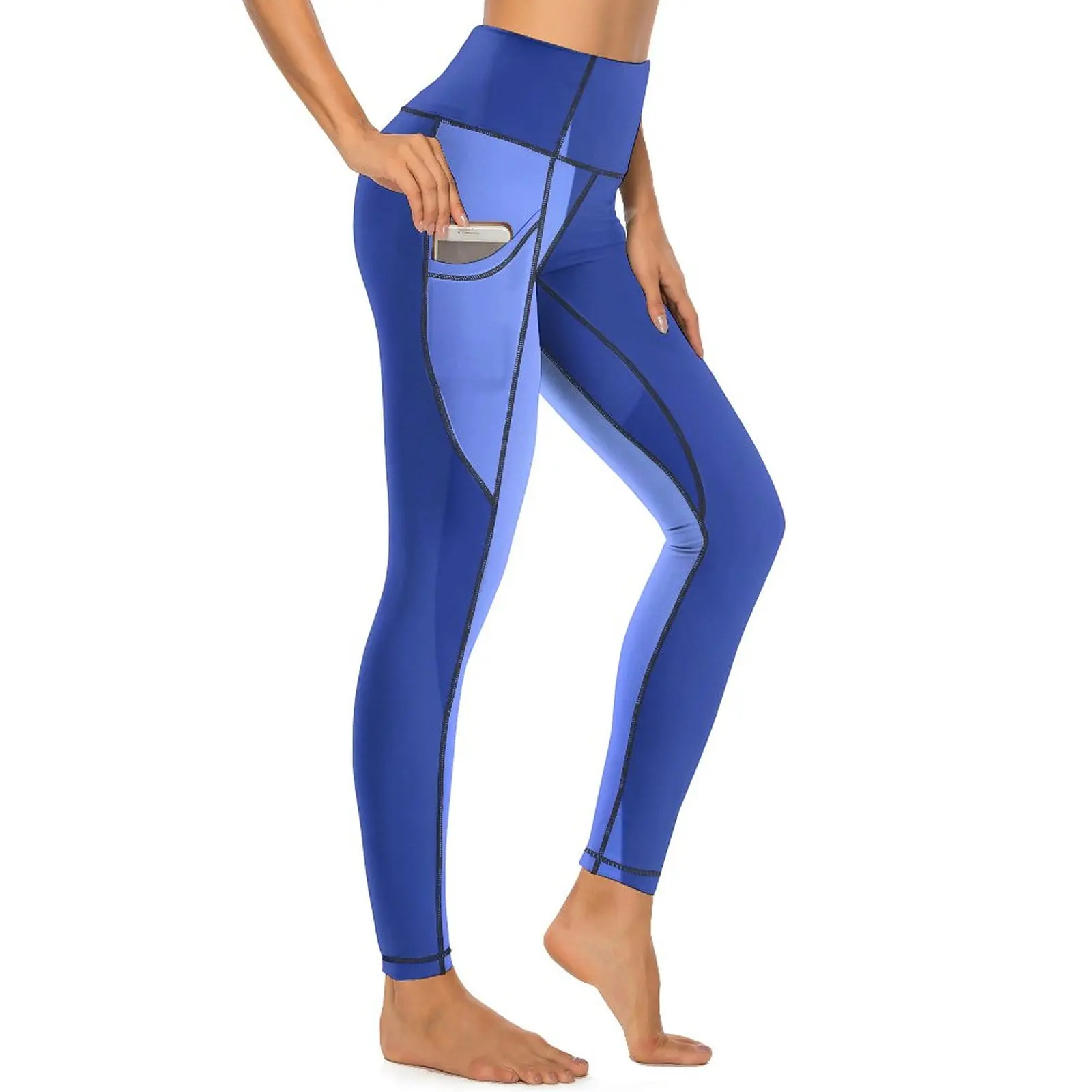 

Двухцветные штаны для йоги Ocean, женские синие текстурные леггинсы с высокой талией, эстетические спортивные колготки для йоги, эластичные леггинсы для работы с графикой