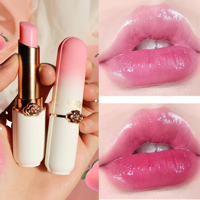 

Waterproof Temperature Color Changing Moisturizing Peach Lip Balm Pink Lip Gloss Beauty Lip Care Makeup Accessories Cosmetics