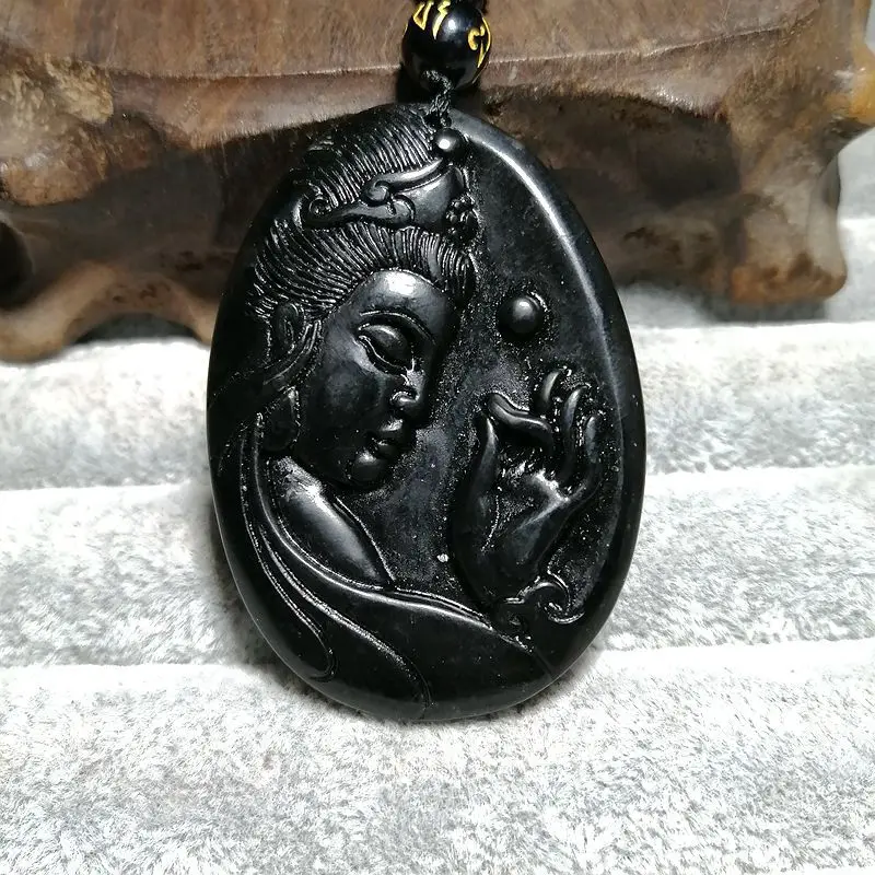 Натуральный нефрит лекарственный король графит зеленый кулон из гуаньинского