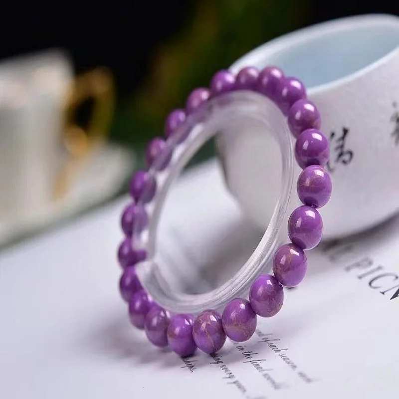 

9 мм фиолетовая слюда, модные круглые восстанавливающие фэн-шуй кристаллы, украшение для дома, браслеты ручной работы из камня