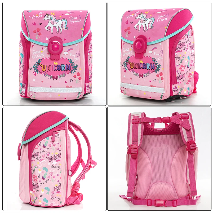 Kids Brand Cartoon Unicorn School Bags for Girls 3D Orthopedic Backpack Children Fashion Pink Schoolbag Satchel Mochila Infantil