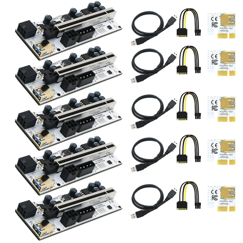 

Новая версия 010-X PCIE Riser 1X до 16X USB3.0 60 мм SATA3.0 графическое расширение со светодиодный Ной вспышкой для графического процессора, майнинга BTC