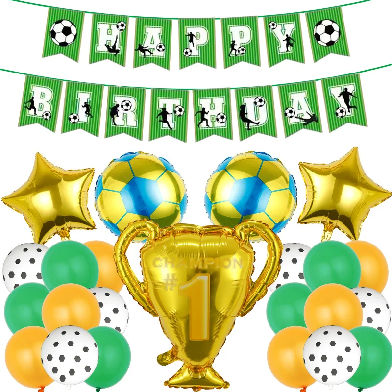 

Football Themed Birthday Party Decorations Balloons Celebration Ball Birthday Balloon Soccer Champion Kids Soccer Party Decora
