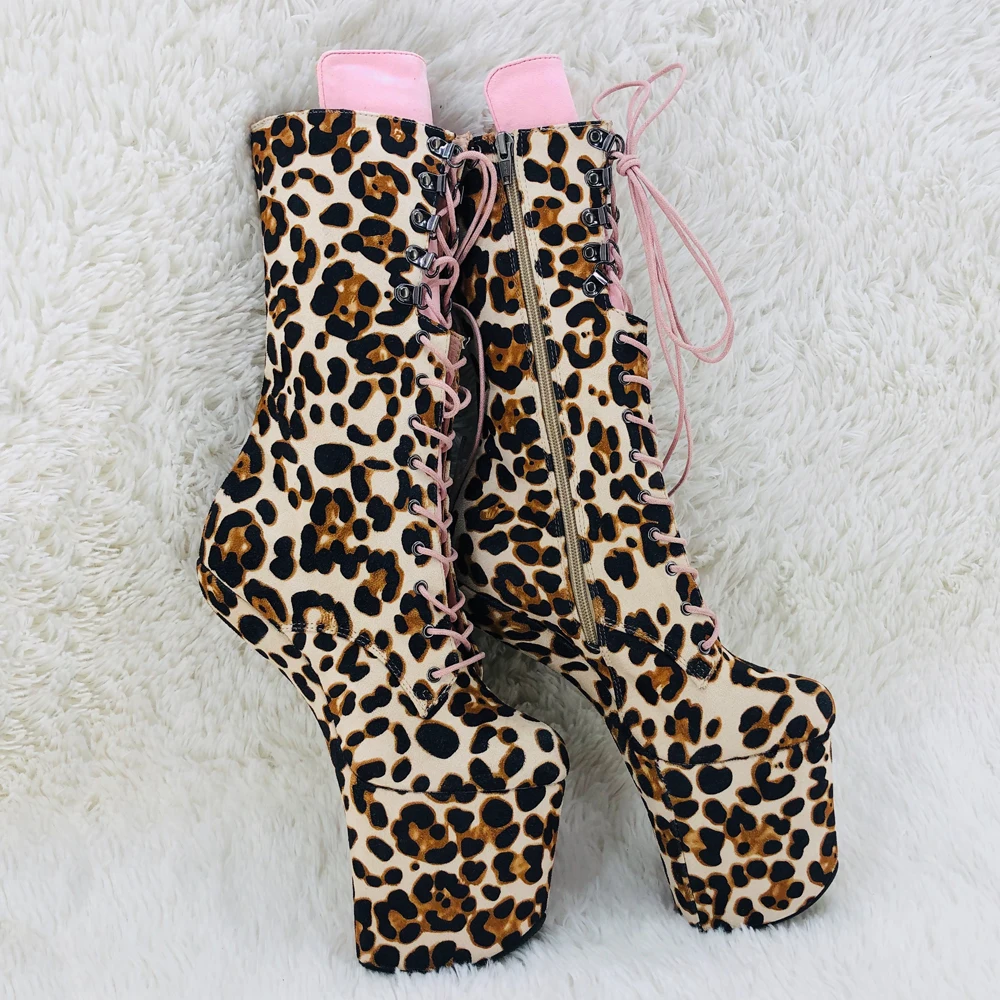 Leecabe Snake Leopard Upper  Boots Platform Sexy Exotic heelless pole dance shoes