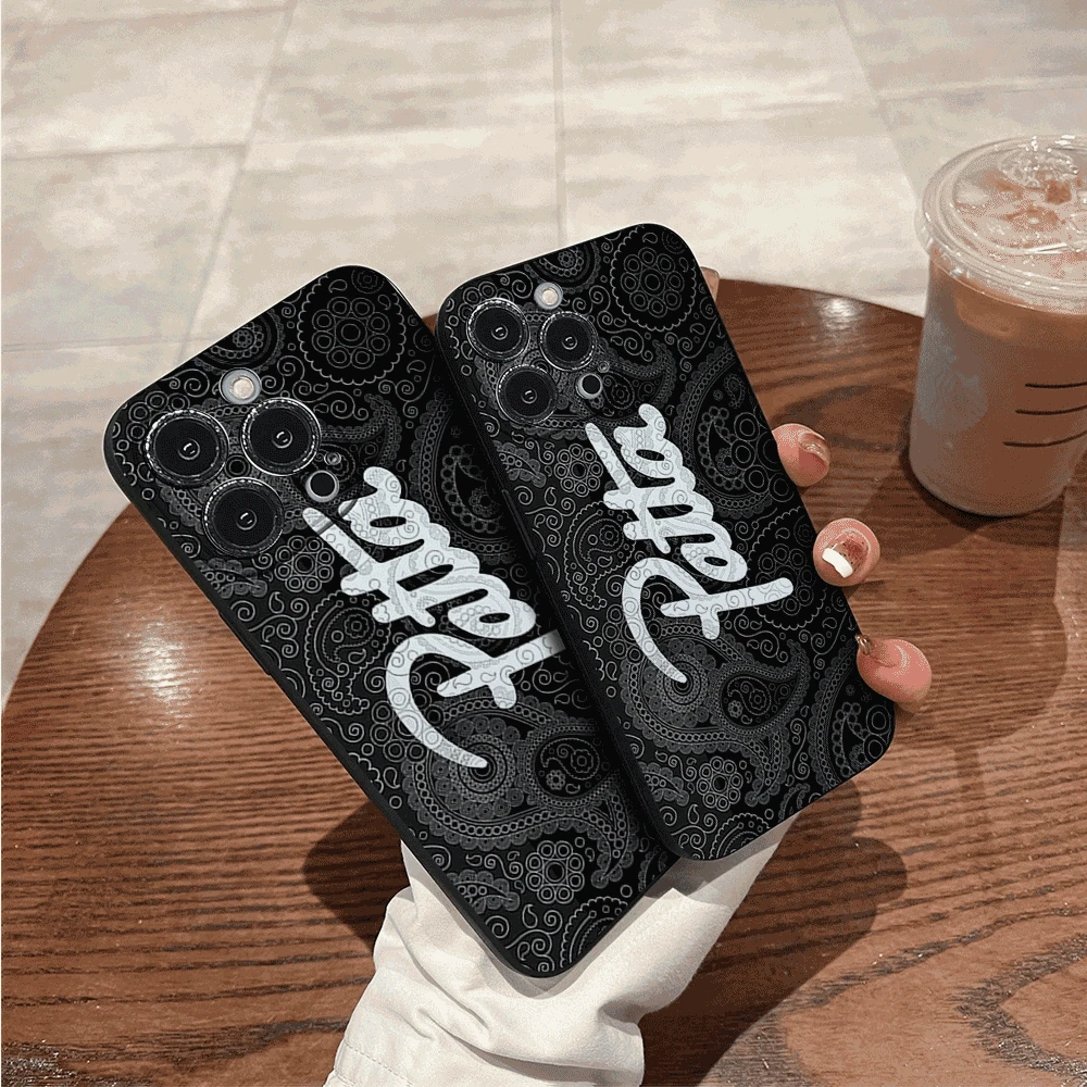 Модная п-Патта. Чехол для телефона iPhone 11 12 13 14 15 16 mini Plus Pro Max силиконовый черный