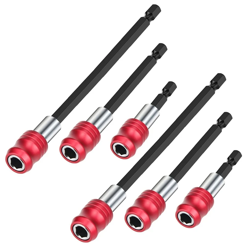 

6Pcs Hex Shank Electric Drill Magnetic Screwdriver Bit Holder Stainless Steel Magnetism Limit Adjustable Extension Rod