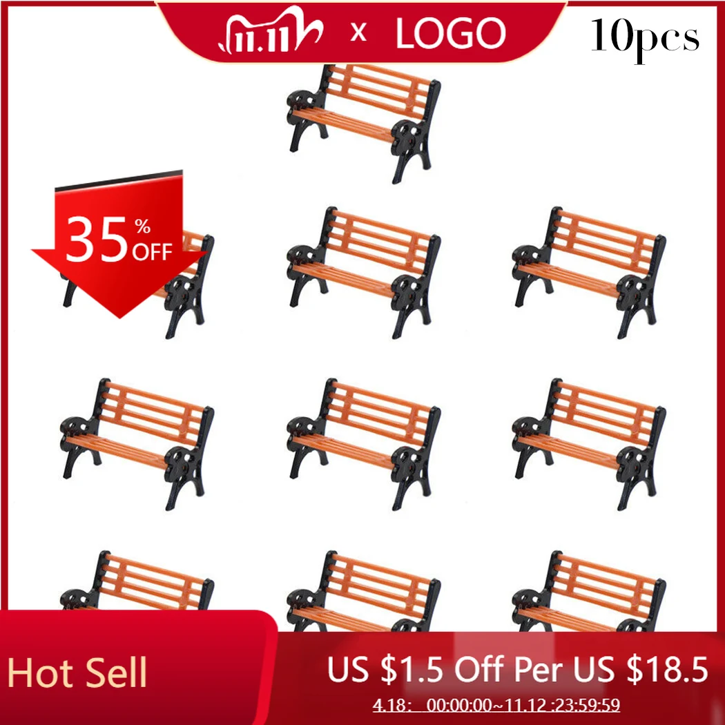 

10pcs Model Park Bench HO TT Scale 1:87 Mini Garden Ornament Miniature Street Park Chair Craft DIY Figurine Landscape Home Decor