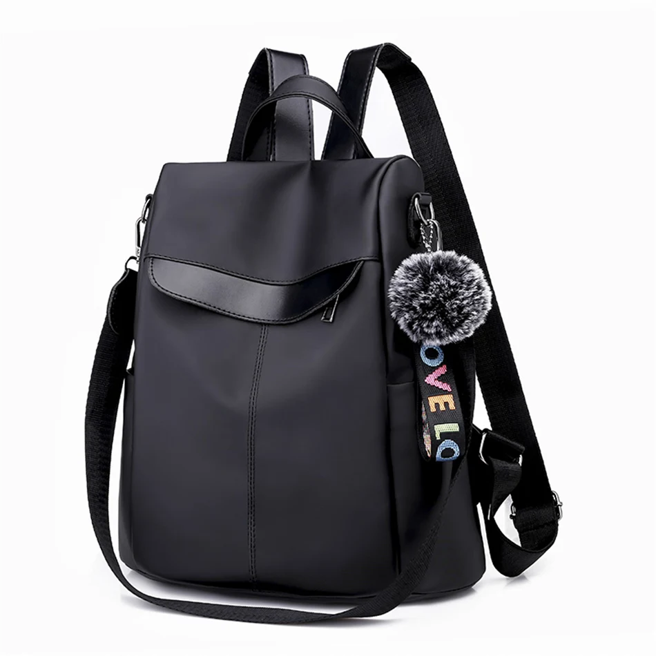 

Backpack Women Purse Anti-theft Oxford Rucksack Mochila Hairball Tassel Waterproof Casual School Shoulder Bag for Teenagers Girl