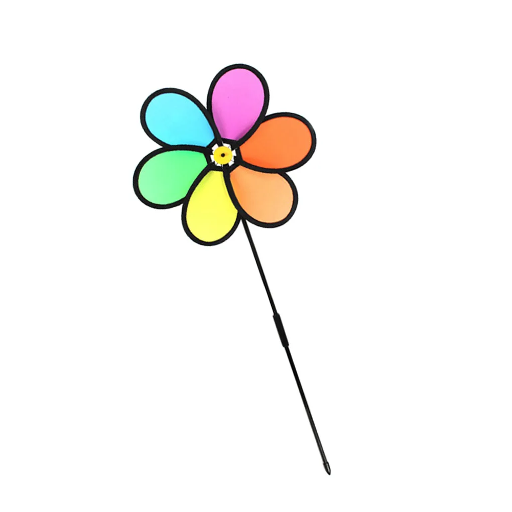

Colorful Rainbow Flower Windmill Spinner Wind Home Garden Yard Patio Outdoor Decoration Kids Toy Lightweight Easy Removal