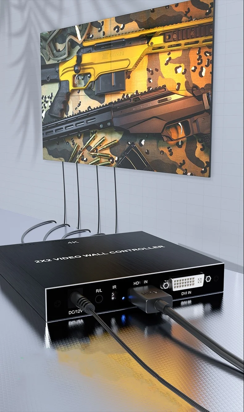 2x2 4K US Video Wall Controller TV Splicing Box 1x2 1x3 1x4 2x1 3x1 4x1 HD DVI Switch 4 Screen Splicer Processor