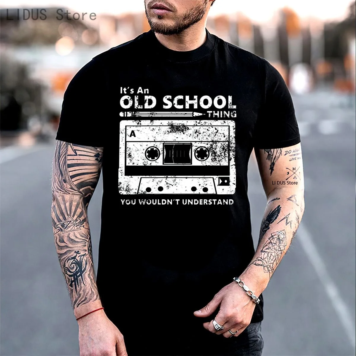 

Cassette Tape Pencil Boombox Headphones Mixtape Old School Dj Deejay T shirt Short Sleeve T-shirt Graphics Tshirt Brands Tee Top