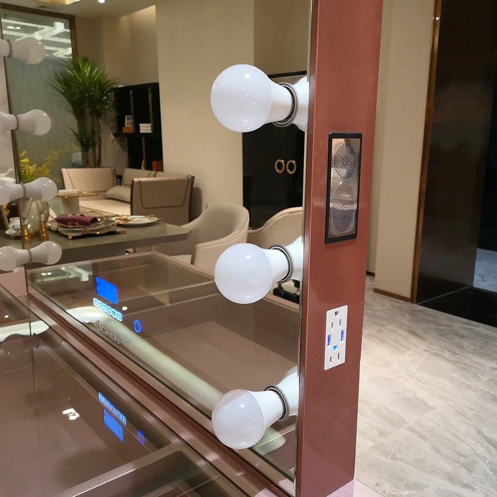 Мебель для макияжа туалетный столик искусственная кожа с подсветкой зеркала