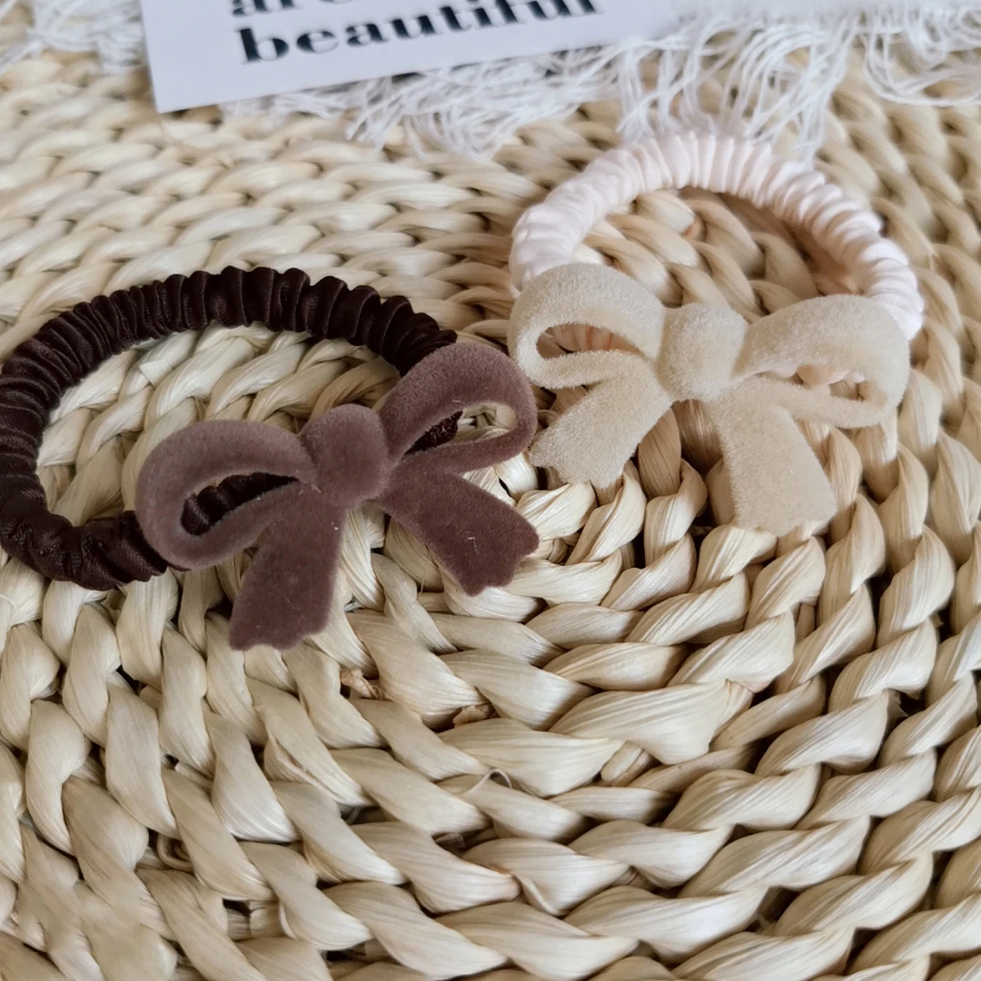 

2pc Korean Velvet Bow Elasticity Hair Ties Rings Rope Scrunchies for Women Girls Child Holiday Hair Accessories