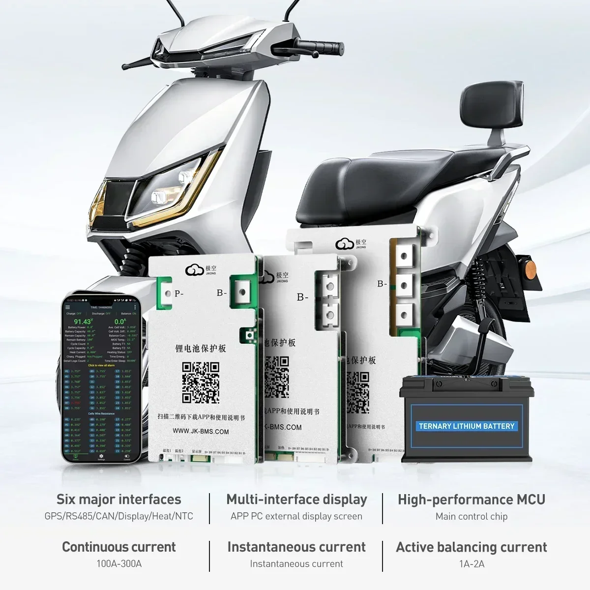 Аккумулятор JIKONG BMS JK-BD4A8S6P-8S 12V 24V Lifepo4 Li-Ion 4S 40A Active Balance Smart Current 0.6A