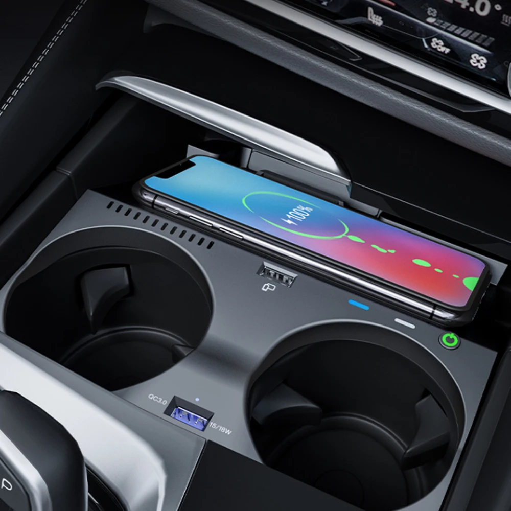 Автомобильное беспроводное зарядное устройство qi для bmw 5 6 серии G30 G38 G32 6GT 2017 2018 2019, зарядное устройство для телефона, быстрая зарядка