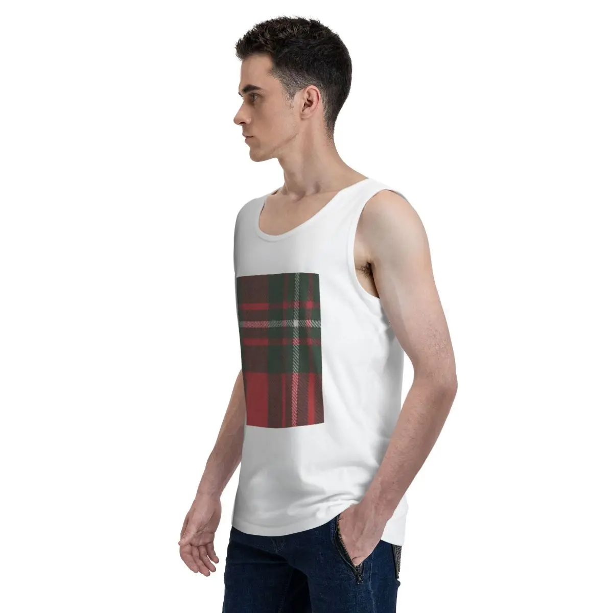 Фото Мужская толстовка без рукавов MacGregor Modern Scottish Tartan из 100% хлопка, майка, футболка, мужская одежда без рукавов №3
