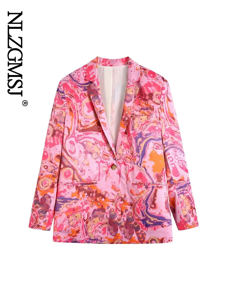 

Женская Весенняя повседневная куртка Nlzgmsj Za 2022, Женский блейзер в офисном стиле с длинным рукавом и цветочным принтом, женские пальто на одн...