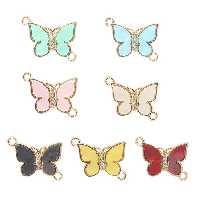 

10pcs Butterfly Enamel Charms Oil Drop Zinc Alloy for Jewelry Hand Making Accessories with Two Rings DIY Bracelet Anklet Pendant